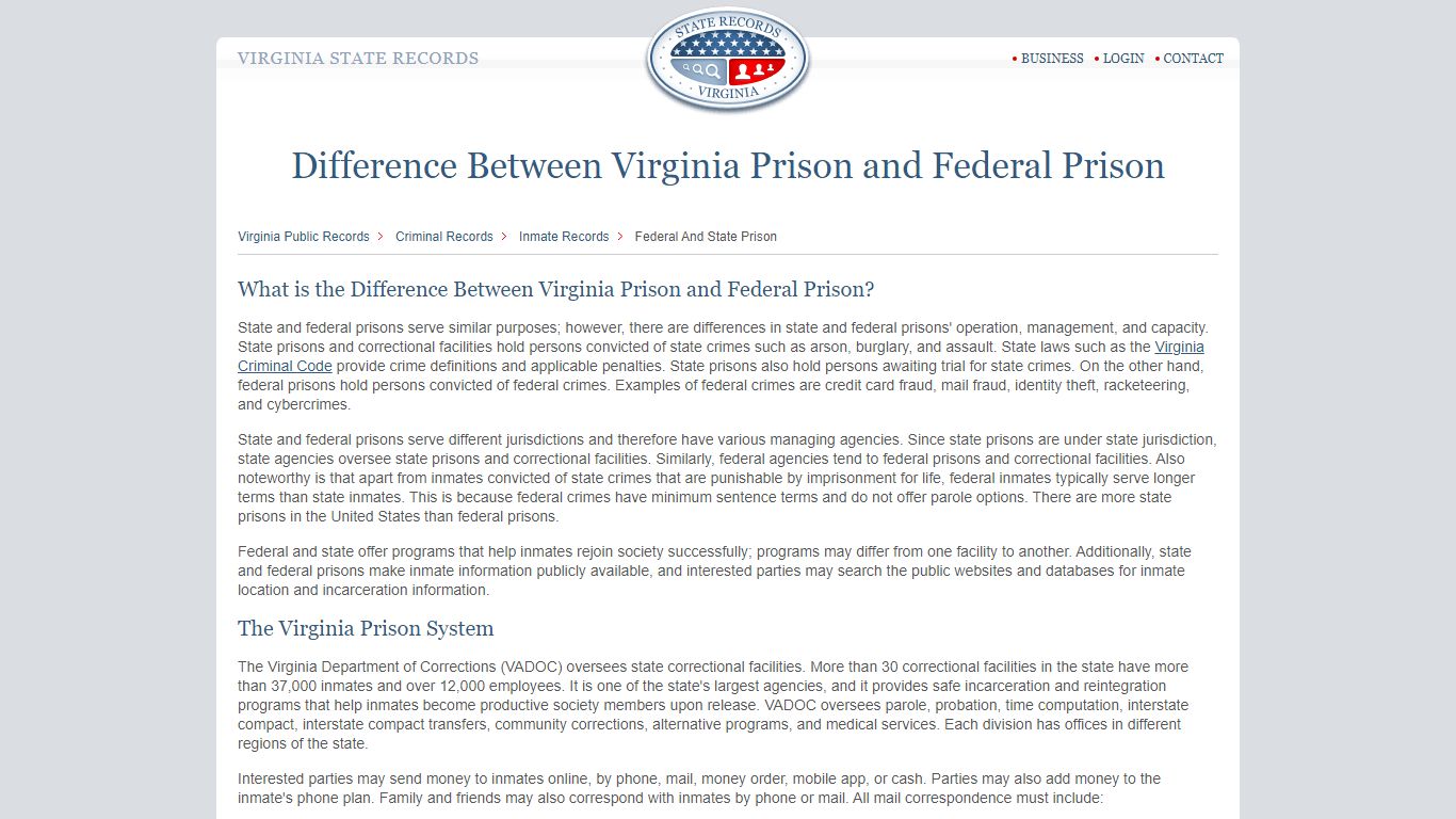 Virginia State Prisons | StateRecords.org