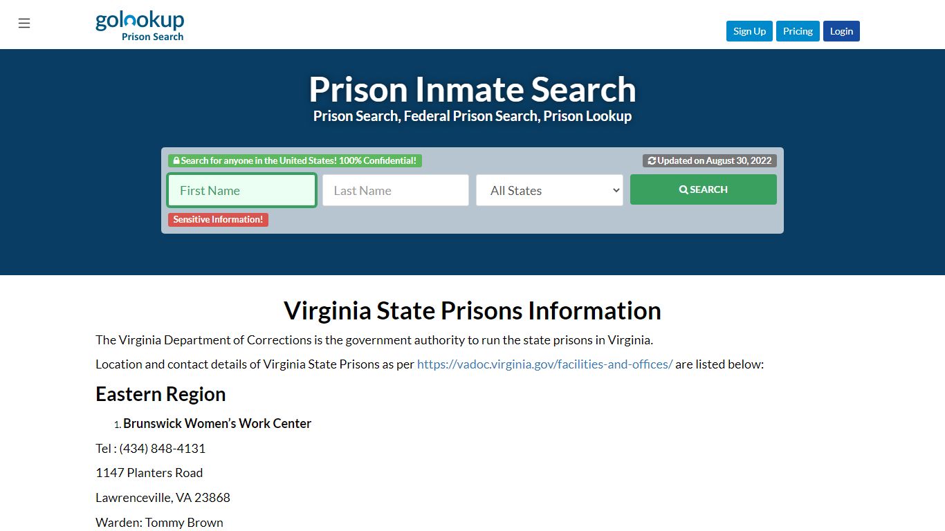 Virginia State Prisons, State Prisons Virginia - GoLookUp